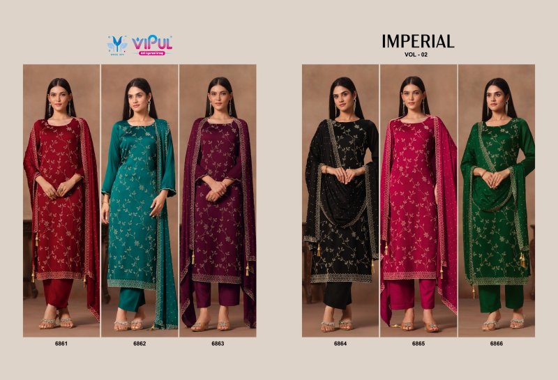 Imperial Vol 2 By Vipul Satin Chiffon Designer Salwar Suits 